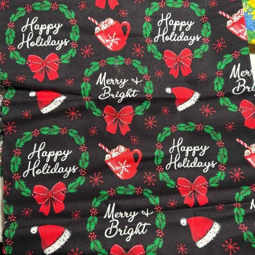 8 fat quarters Festive Holiday cotton Fabric Bundle #24